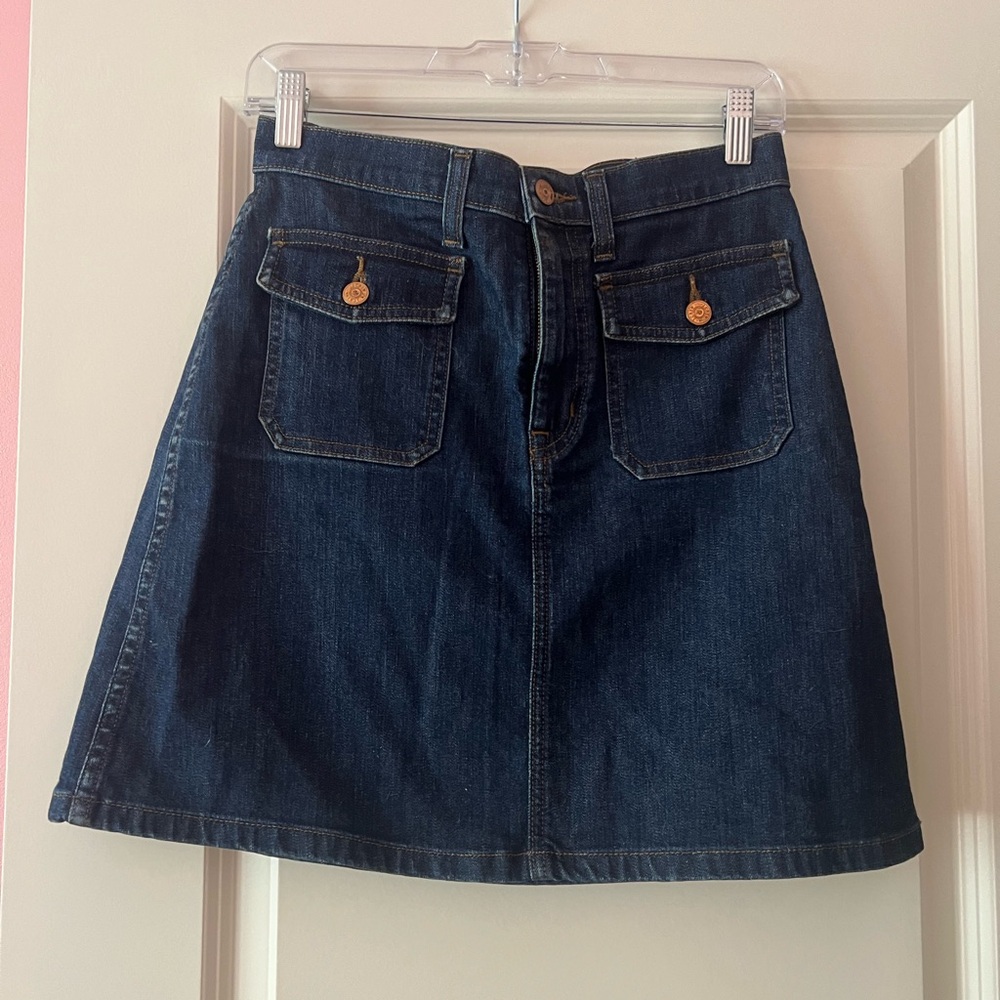 J.Crew dark denim Aline button pocket mini skirt 27